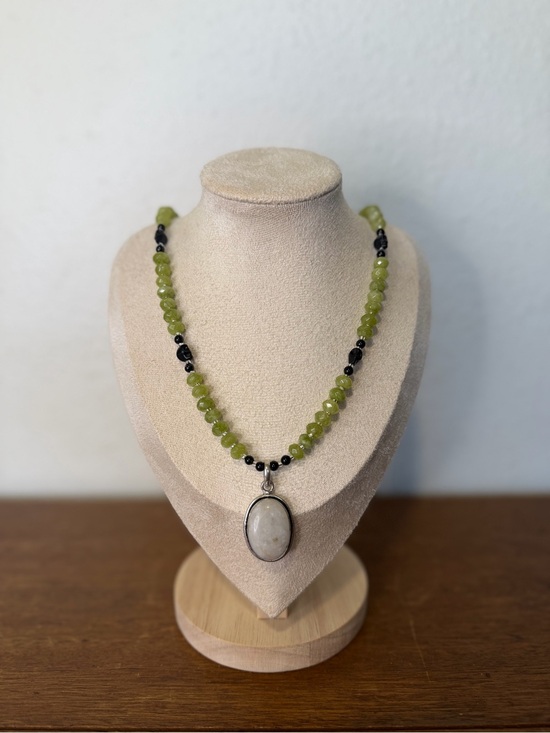 Artisan Jewelry - ARTISAN Handmade Shadow and Sage Necklace with Skeleton Accents - Womens Jewelry